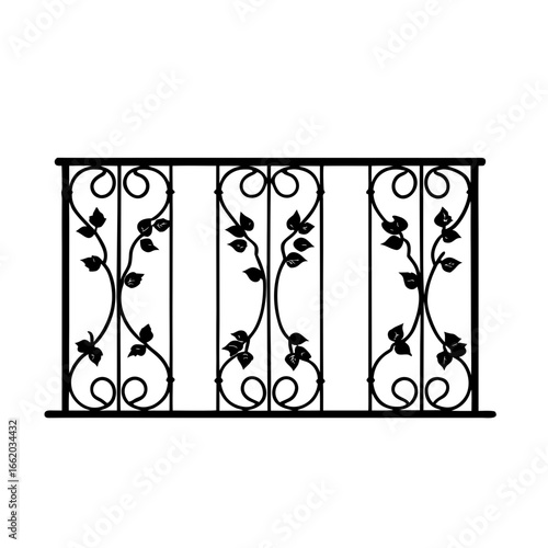 Decorative wrought iron railing with floral design
