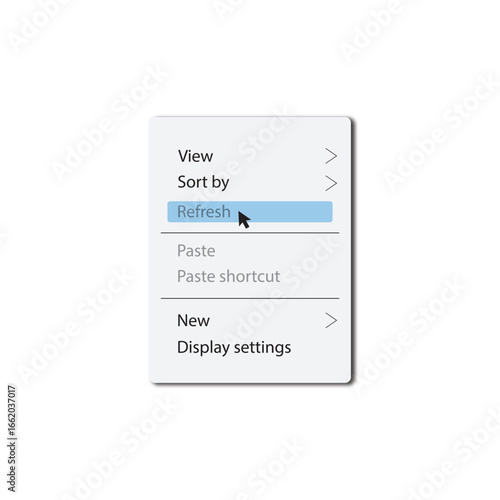 Vector illustration dropdown pop-up menu.