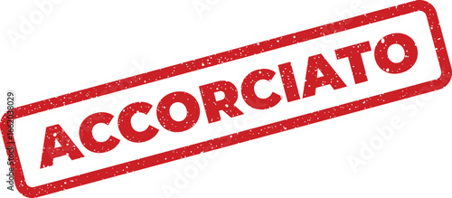 Grunge stamp featuring the Italian word Accorciato meaning shortened or abbreviated