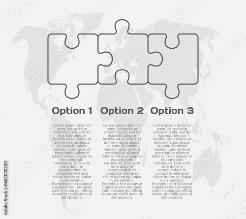 Three steps line infographic, puzzle diagram