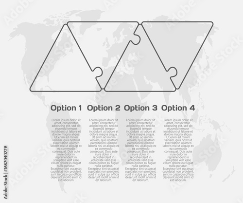Four steps line infographic, puzzle diagram