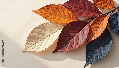 Autumn Colored Decorative Leaves Textured Fall Foliage Arrangement