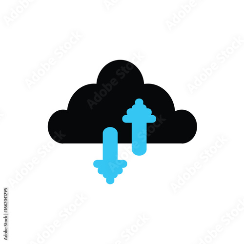  An icon representing simultaneous uploading and downloading of data to a cloud server. Ideal for use in UI, UX, websites, and apps