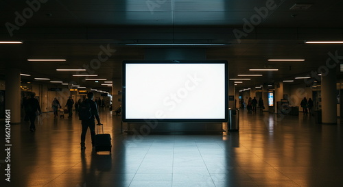 Blank Billboard at Airport Terminal - Advertising Space