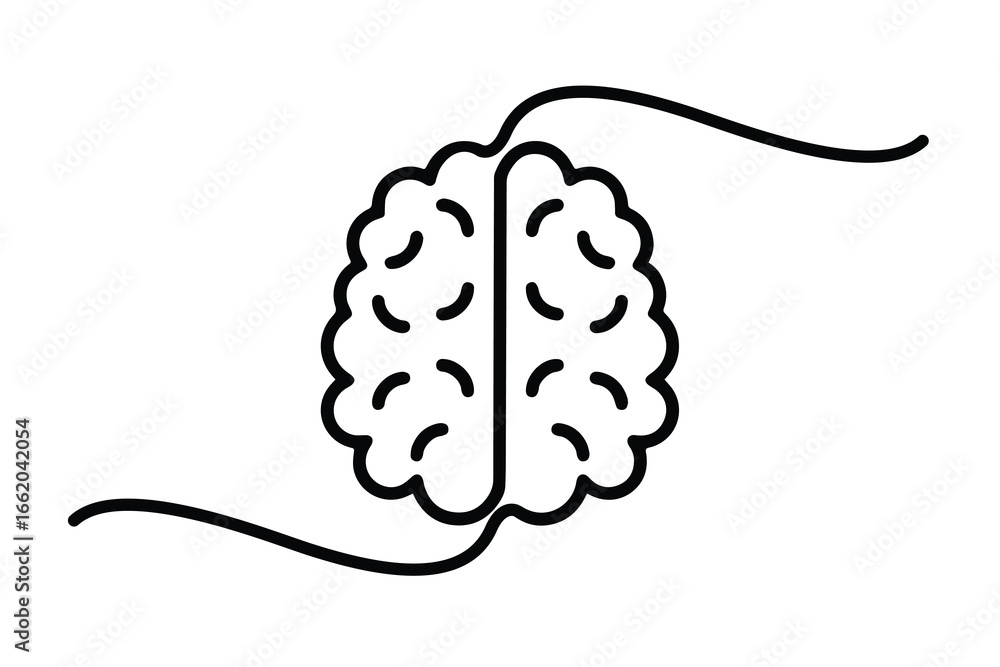 Fototapeta premium Continuous one line drawing of human brain organ, Brain for psychology, idea and intelligence concept in One line draw illustration.