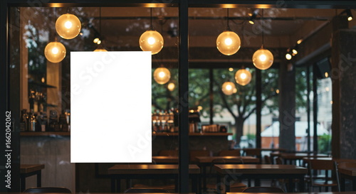 Blank Poster Mockup on Cafe Window