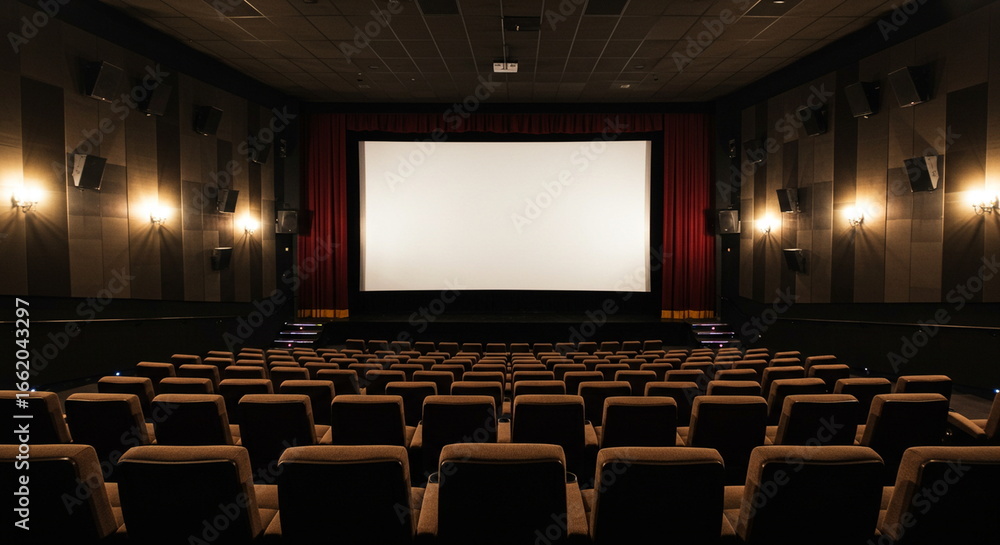 Naklejka premium Empty Movie Theater with Seats and Screen
