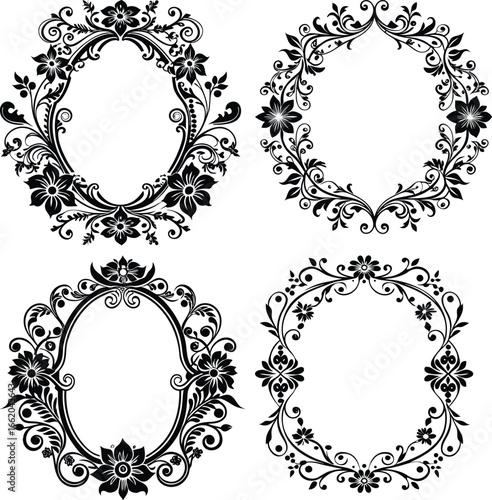 Calligraphic Floral Frame  Decorative Border and Page Ornament Vector
