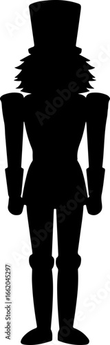 minimal black silhouette of a classic nutcracker soldier standing tall in a proud 