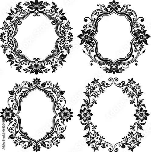 Calligraphic Floral Frame  Decorative Border and Page Ornament Vector