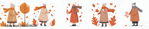 vector of a grandmother celebrating autumn