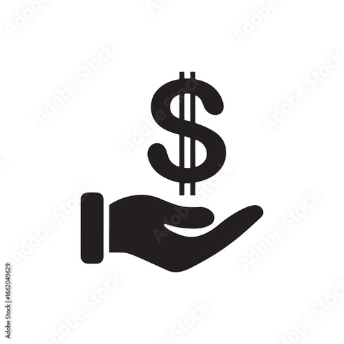 Hand holding dollar sign icon – money, payment, finance, salary, donation, business concept vector
