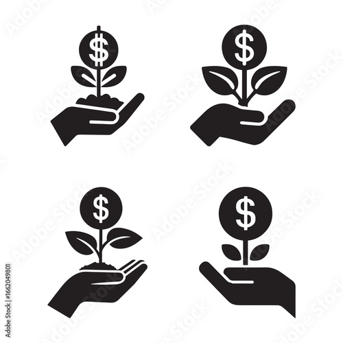 Hand holding dollar sign icon – money, payment, finance, salary, donation, business concept vector