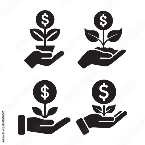 Hand holding dollar sign icon – money, payment, finance, salary, donation, business concept vector