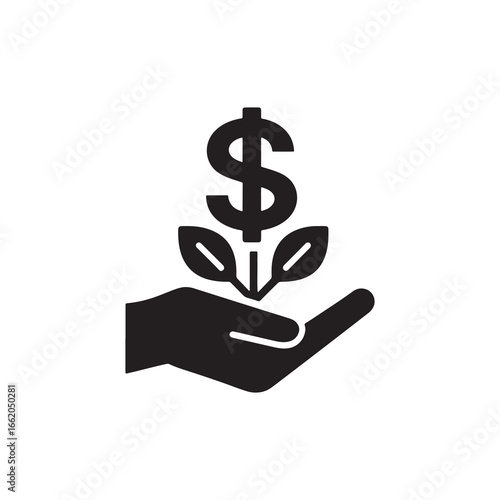 Hand holding dollar sign icon – money, payment, finance, salary, donation, business concept vector