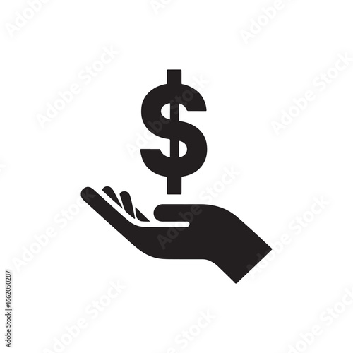 Hand holding dollar sign icon – money, payment, finance, salary, donation, business concept vector
