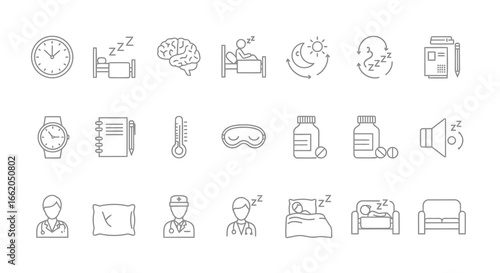 Sleep Icons 28 Line Drawings for Sleep, Rest, and Healthcare