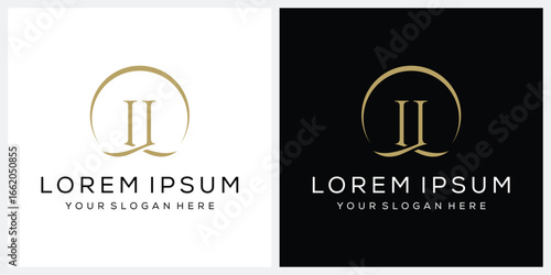 initial letter LL serif font logo design, luxury graphic icon concept