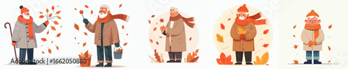 vector of a grandfather celebrating autumn
