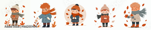 vector of a little boy celebrating autumn