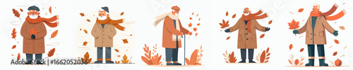 vector of a grandfather celebrating autumn