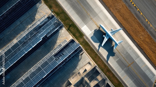 airplane solar panels airport runway