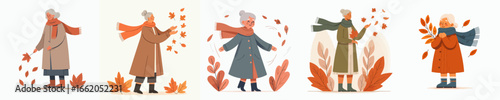 vector of a grandmother celebrating autumn