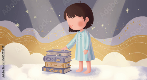 Little Girl by Magical Books on Clouds Bedtime Story Dream