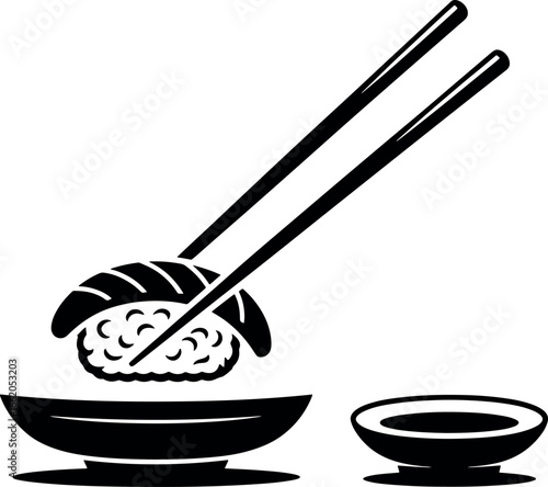 Elegant sushi nigiri served with chopsticks vector illustration on a clean white background perfect for minimalist designs and food related content