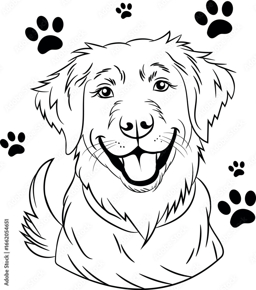 Fototapeta premium Adorable Dog Outline Drawing Dog Lover Puppy Illustration