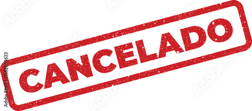 Isolated grunge rubber stamp with the word canceled in Spanish on white