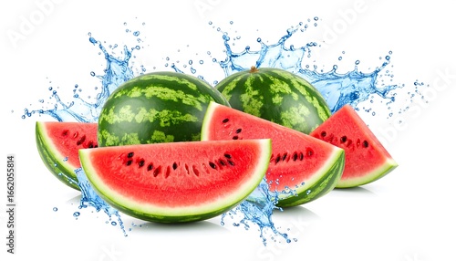 Watermelon slices with water splashes (1)