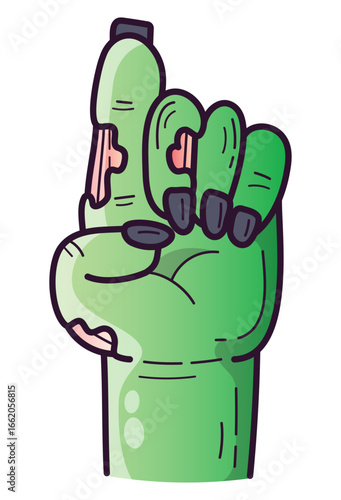 Cartoon Zombie Hand Illustration for Halloween – Creepy Green Monster Arm Clipart