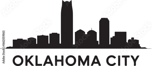 Oklahoma City Skyline Vector Silhouette Black and White