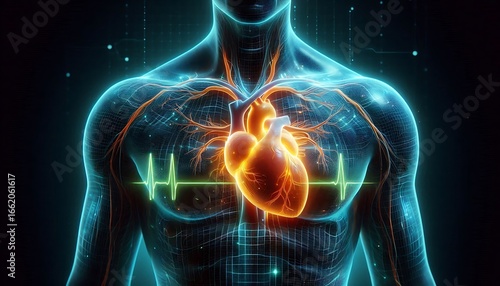 3D Illustration of Human Heart Showing Heart Attack and Heart Disease Anatomy