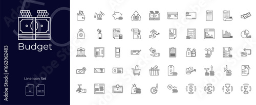 Budget line editable icon set