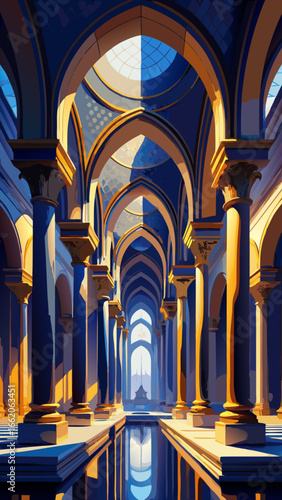 Gothic cathedral interiors in Brussels and Prague are adorned with ancient architecture, religious art, and stunning stained-glass windows, illuminating their sacred naves and arches