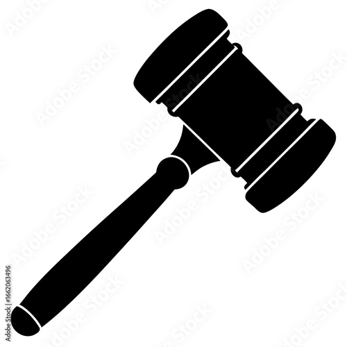 Black Judge’s Gavel Icon for Legal and Court Concepts