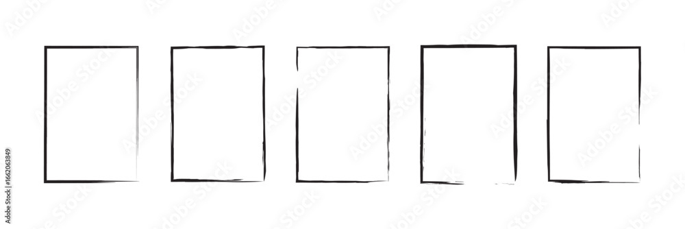 Grunge rectangle border frame set. Ink empty black boxes set. Rectangle borders collections. isolated on white background. Vector illustration. EPS 10 Grunge rectangle border frame set. Ink empty black boxes set. Rectangle borders collections. isolated on white background. Vector illustration. EPS 10
