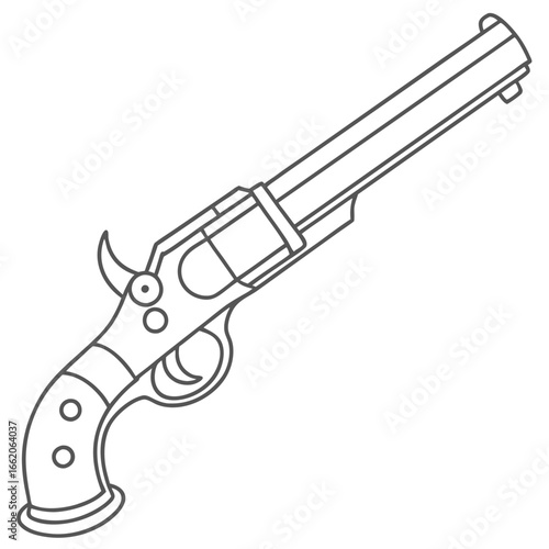 Old Vintage Revolver Pistol Illustration