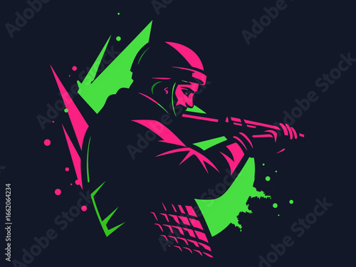 Soldier Illustration (Neon Style)