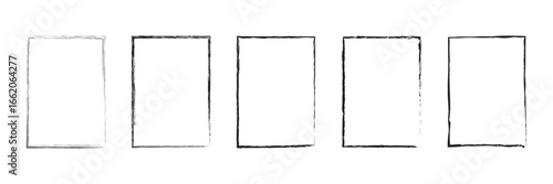 Grunge rectangle border frame set. Collection of black paint brush stroke white background, Ink empty black boxes set. Rectangle borders collections.