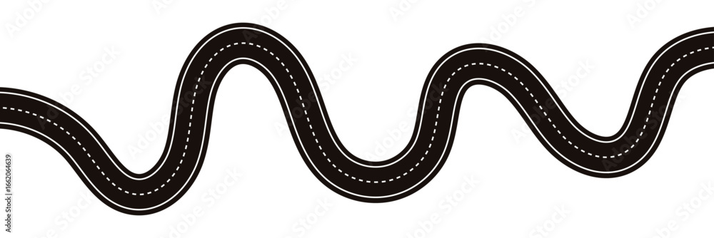 Fototapeta premium Long winding and curved road, winding and curved road from a top view isolated from the background, illustration. Vector illustrator. eps10
