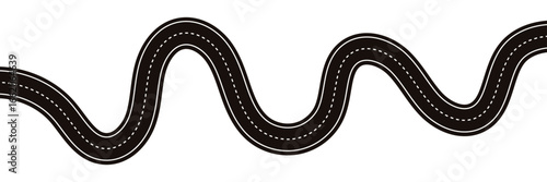 Long winding and curved road, winding and curved road from a top view isolated from the background, illustration. Vector illustrator. eps10