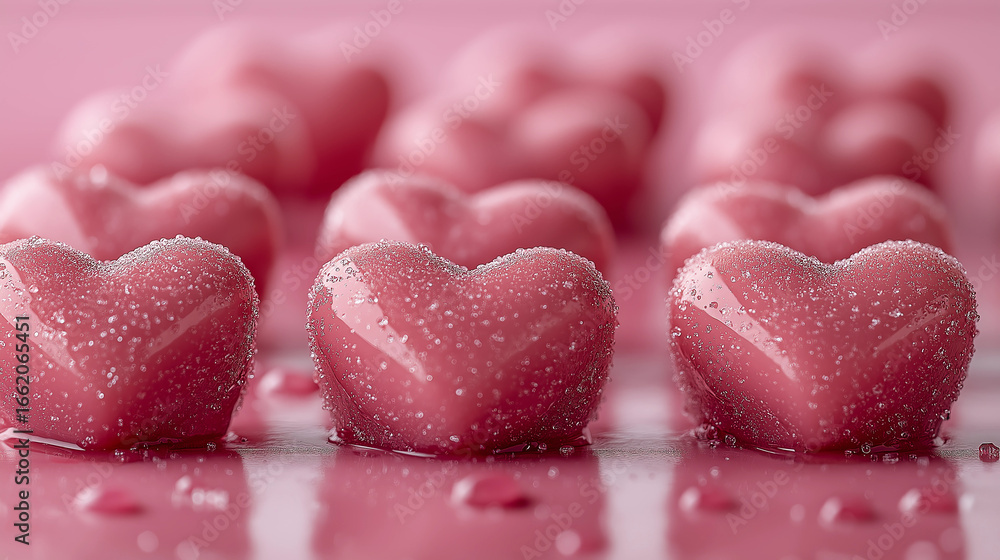 Obraz premium Heart-shaped candies with sugar crystals, perfect for Valentine's Day.