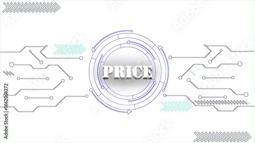 Wallpaper Mural The Futuristic Digital PRICE Text Showcasing A Cyber Technology SEO Interface. At The Center, The Glowing SEO Is Encircled By Neon Concentric Rings, Resembling A Head Up Display HUD Torontodigital.ca