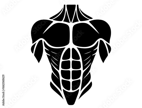 Cardiac muscle icon silhouette in abstract black form