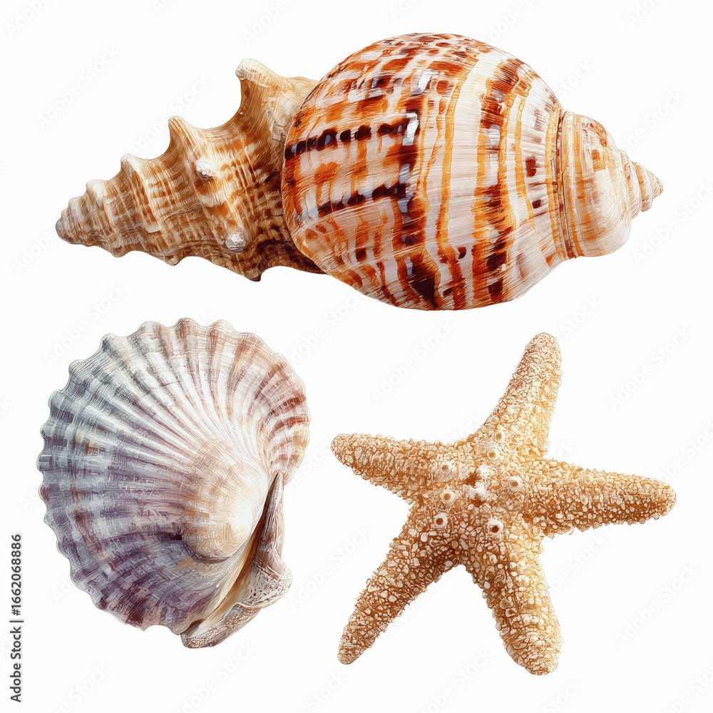 Obraz premium Seashells and Starfish Collection Ocean