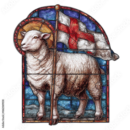 Lamb of God in Stained Glass Window Christian