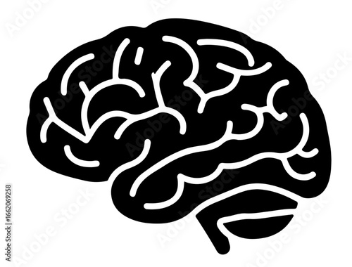 Icon silhouette of a cross-section of the brain, showing lobes